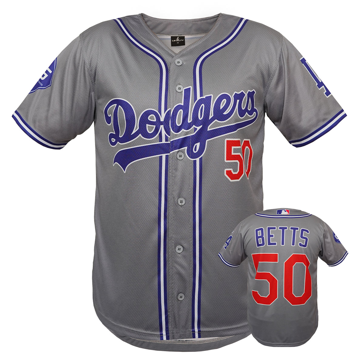 DODGERS BETTS 50 GREY BASEBALL JERSEY