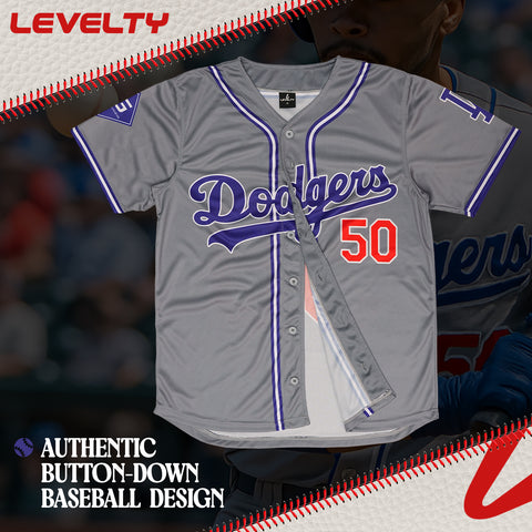 DODGERS BETTS 50 GREY BASEBALL JERSEY