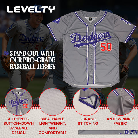 DODGERS BETTS 50 GREY BASEBALL JERSEY