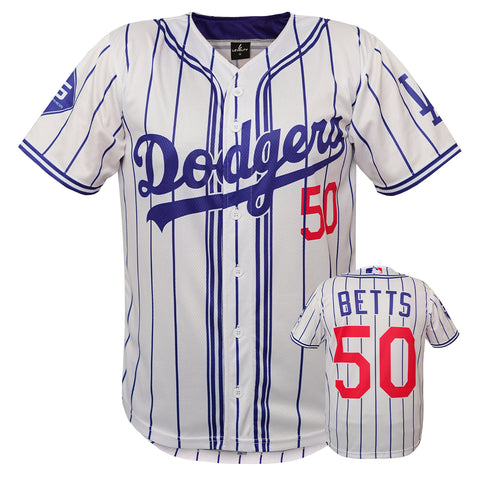 DODGERS BETTS 50 WHITE N BLUE BASEBALL JERSEY