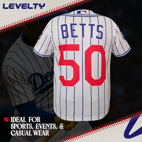 DODGERS BETTS 50 WHITE N BLUE BASEBALL JERSEY